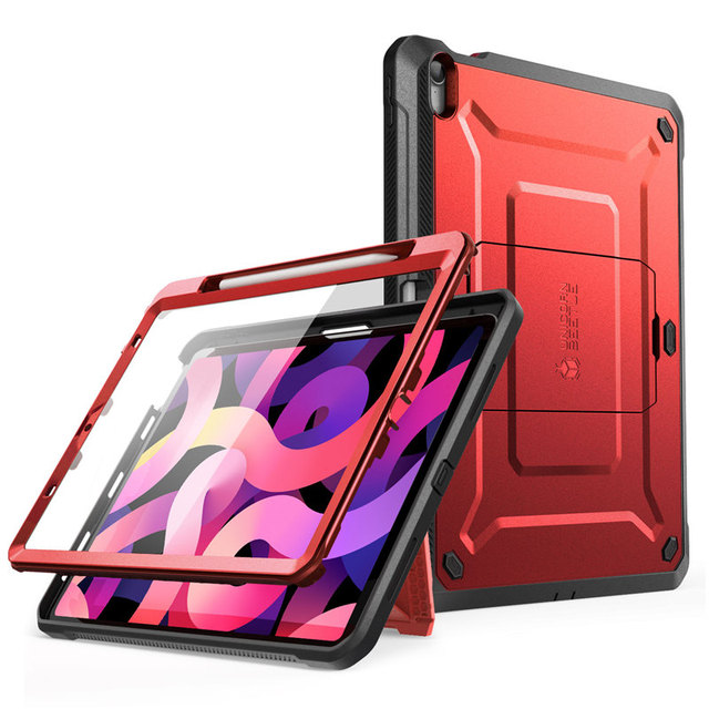 UB PRO Full-body Rugged Cover for iPad Air 4, showcasing its durable design and built-in screen protector.